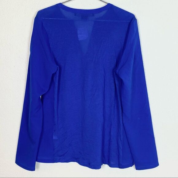 NWT French Connection Pop Over Blue Chiffon Business Casual Top - Picture 4 of 4